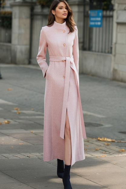 Pink Long Wool Maxi Coat C4947