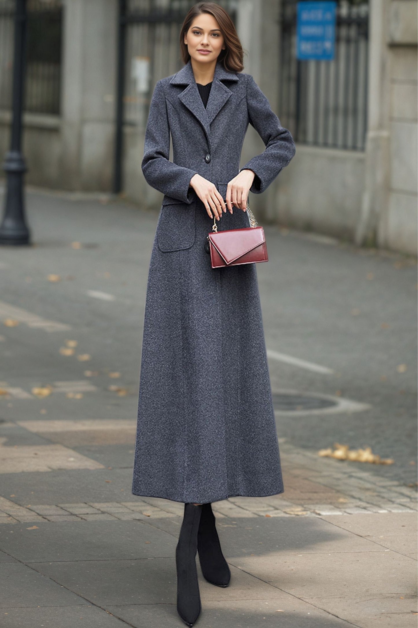 Winter warm long trench wool coat C4950