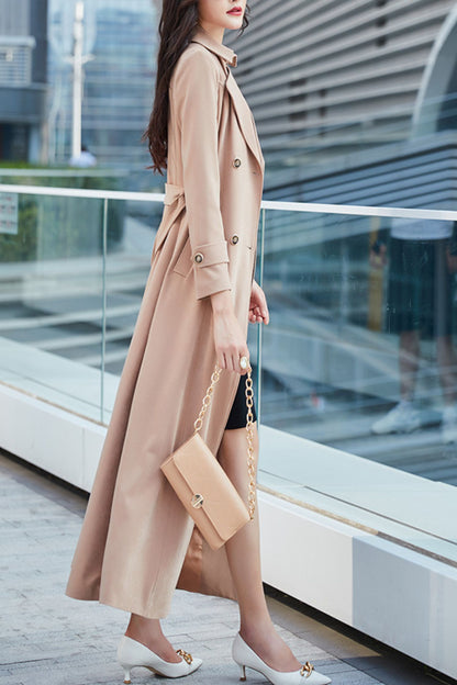 Khaki women spring and autumn trench coat C4195