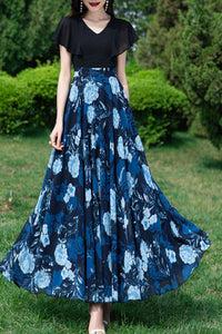 Long women summer chiffon printing dress C3986