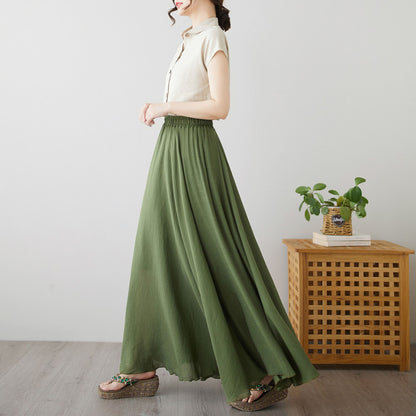 Bohemian Green Maxi Skirt c4893