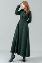 Load image into Gallery viewer, Green maxi winter wool dress women C4443
