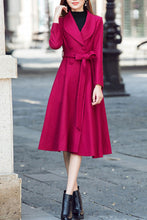 Load image into Gallery viewer, Winter rose red double-breasted wool coat C4205
