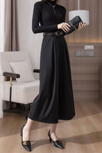 Load image into Gallery viewer, Black summer wide leg pants women C3506
