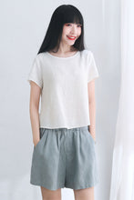 Load image into Gallery viewer, Women Short Sleeve Summer Linen Tops C2661
