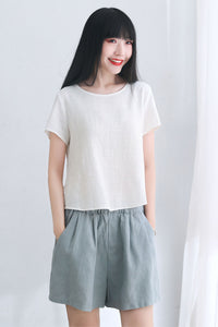 Women Short Sleeve Summer Linen Tops C2661