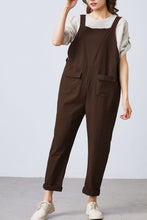 Load image into Gallery viewer, loose overalls, wide leg overalls, brown overalls C1696
