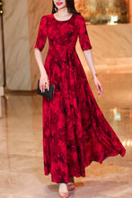 Load image into Gallery viewer, Burgundy summer new large swing dress C4056
