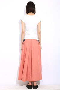 Maxi long linen skirt C337