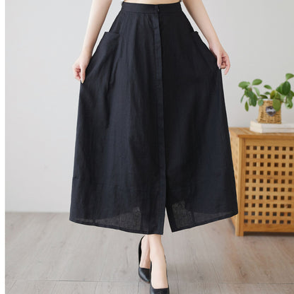 Casual Linen Skirt with pockets c4896