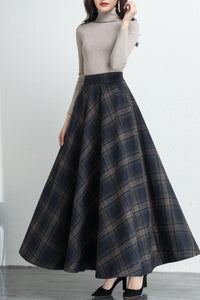 Winter Plaid Wool Skirt C4276