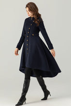 Load image into Gallery viewer, Womens Asymmetrical Navy Wool Coat C3700
