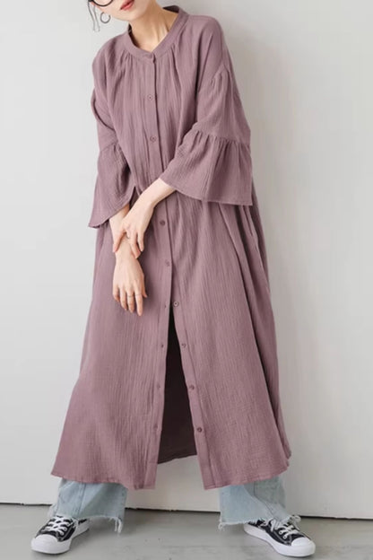 Plus size cotton spring shirt dress women C5429