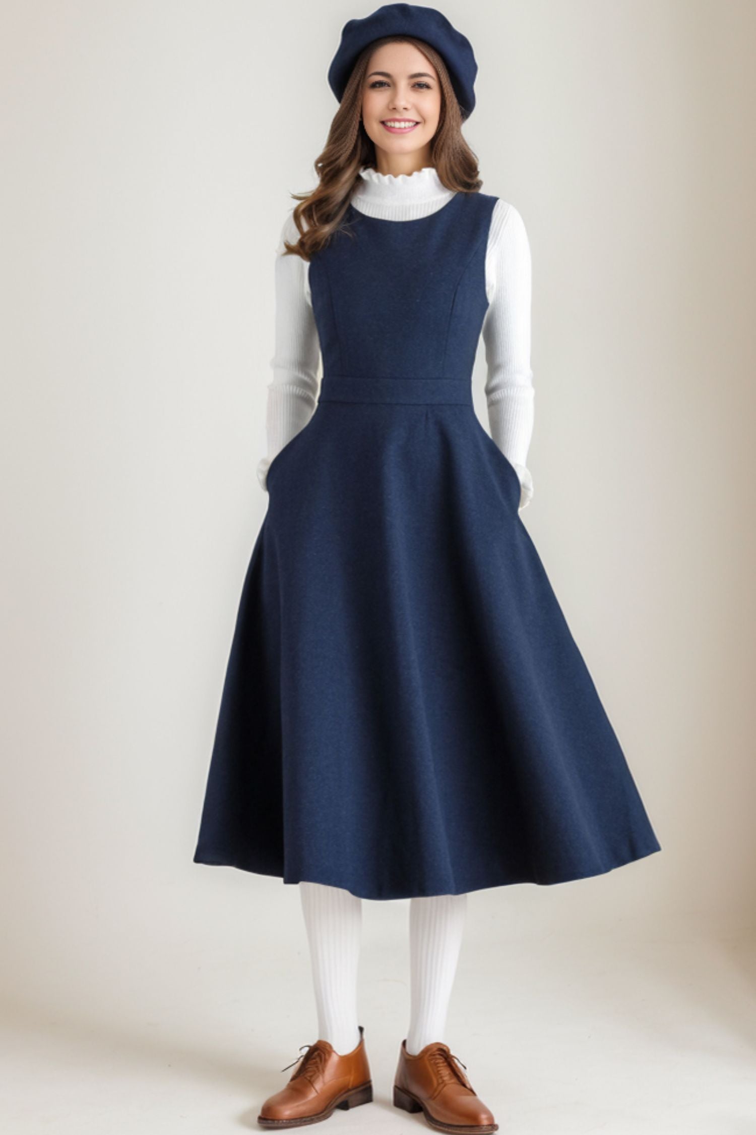 Winter Wool Pinafore Sleeveless Dress C4269 YLISTYLE Winter Wool Pinafore Sleeveless Dress C4269 YLISTYLE