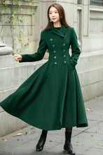 Load image into Gallery viewer, Warm green long trench wool coat C4501
