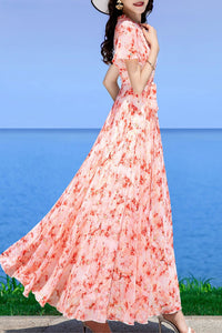 Floral summer new swing chiffon dress C3978