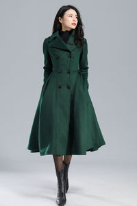 Vintage Inspired Long Princess Coat in Green C2469