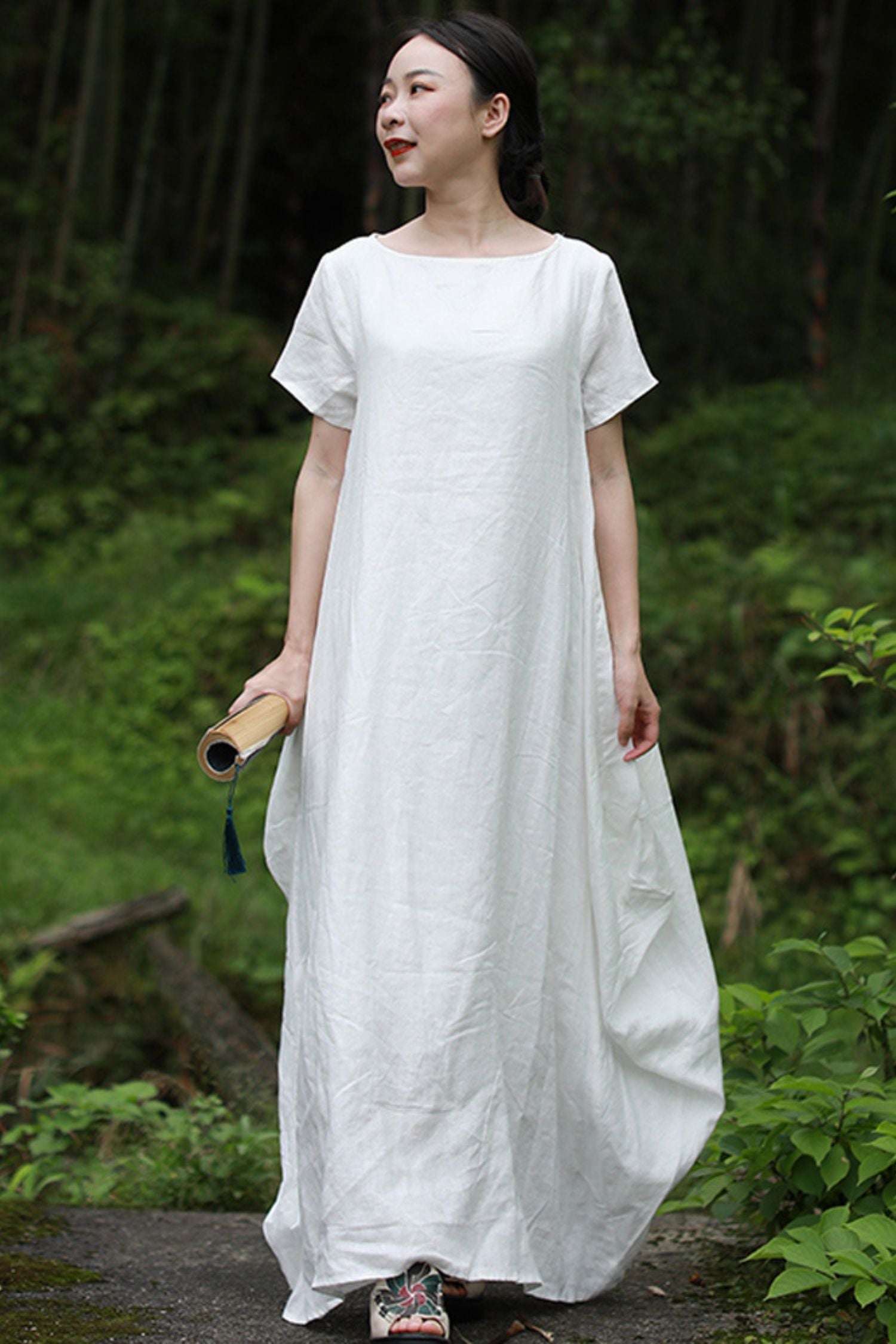 short sleeved modal or linen dresses for summer Light Green Summer Linen Dress, Belted Safari Style Mini Dress, Short Kimono Dress MERCES