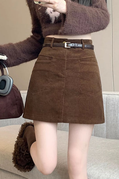 Vintage inspired short a line corduroy skirt C4637