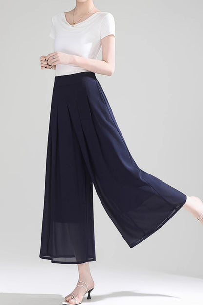 Wide leg long summer chiffon pants women C5021
