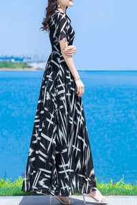 Chiffon black women dress C3995