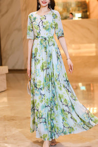 new chiffon print long dress C4052