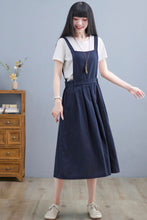 Load image into Gallery viewer, Linen Pinafore Dress, Linen midi dress C2255
