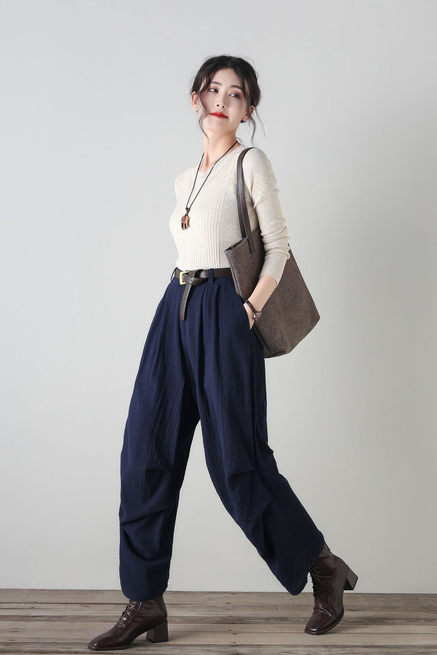 Womens wide leg Linen pants c4348