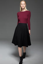 Load image into Gallery viewer, Black Skater womens winter wool skirt C768
