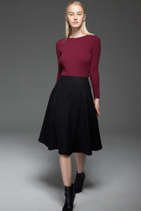 Black Skater womens winter wool skirt C768