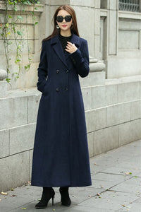 Double breasted long trench wool coat C4499