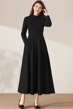 Load image into Gallery viewer, Black Maxi Wool Dress C3689
