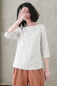 Simple Casual Linen Summer tops C2737