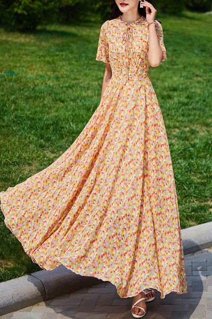 Summer chiffon floral dress women C4113