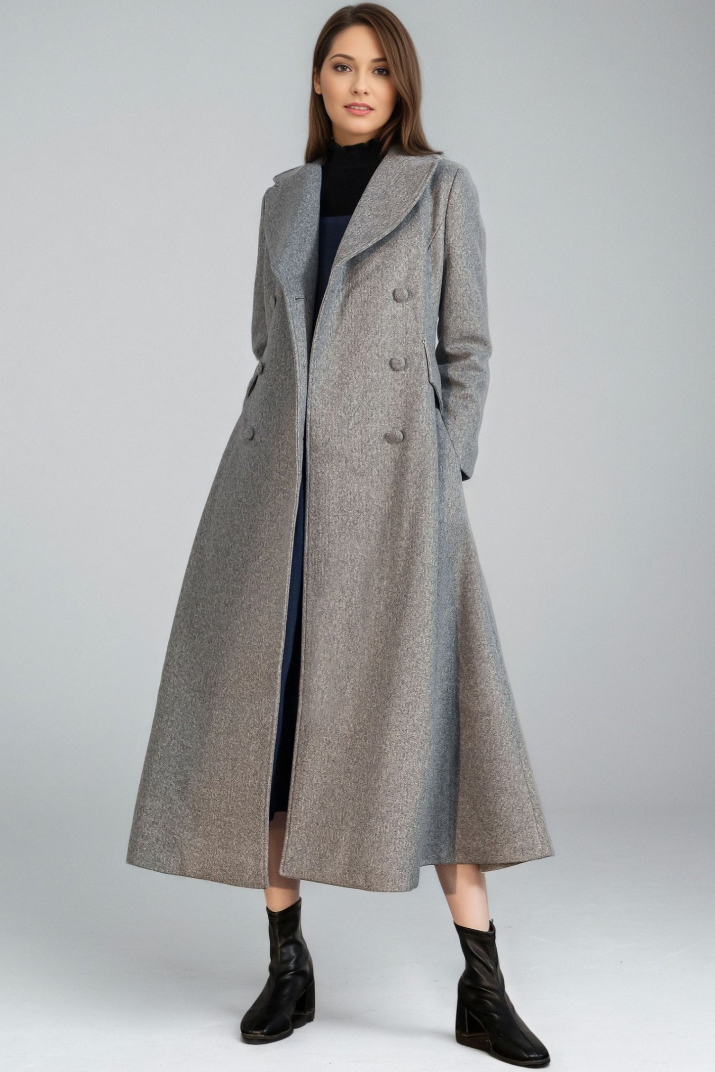 Women Vintage Inspired Long Wool Princess Coat C5132