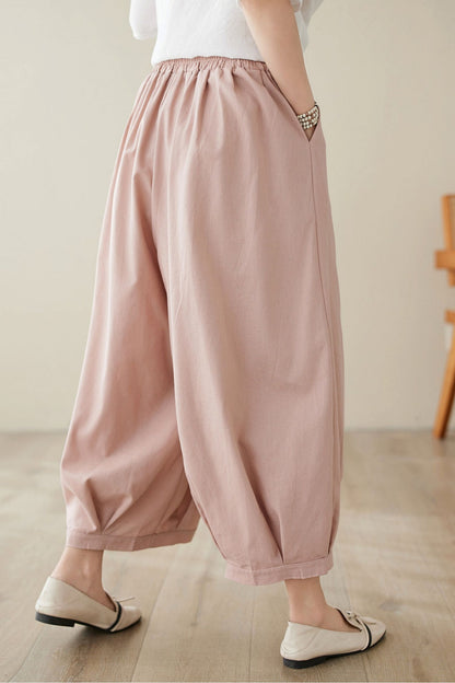 Pink Loose pants with pockets C3971