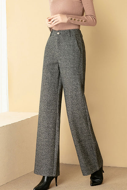 Wide leg winter long wool pants c5074