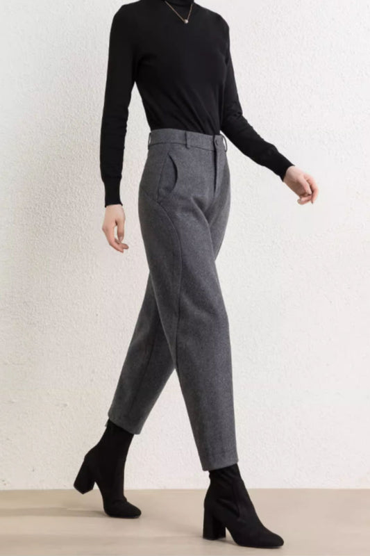 Wide leg long wool pants for women C4645