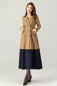 Womens Double Breasted Wool Coat C3695
