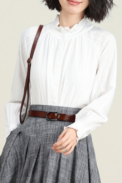 White Casual linen Shirt women C4739