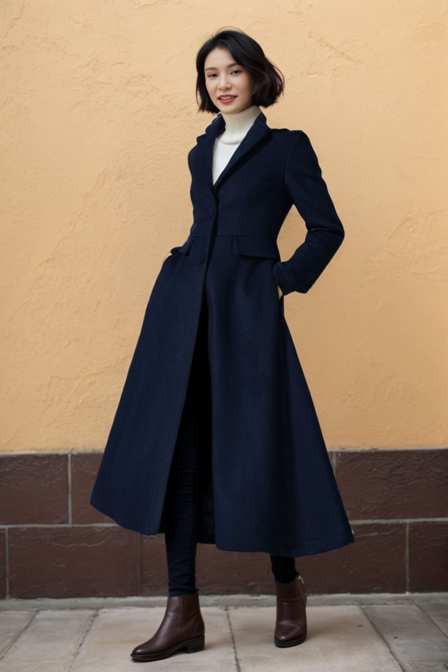 Handmade winter wool maxi coat C4414