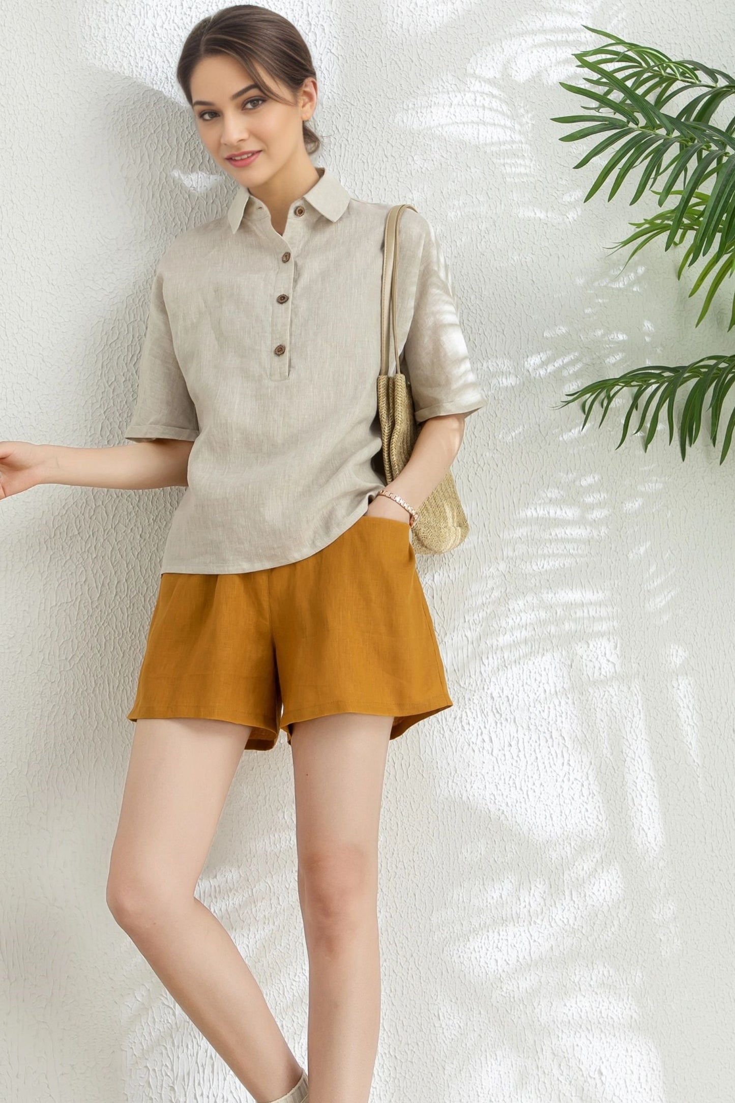Women's Summer short sleeve linen Shirt C5314