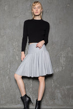 Load image into Gallery viewer, Pleated gray winter womens swing skirt C4379
