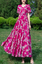 Load image into Gallery viewer, floral large swing chiffon dress C3982
