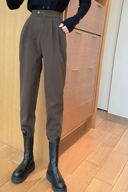 High waist long winter wool pants C4649