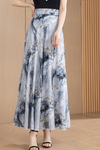 Printed summer prom chiffon skirt women C4914