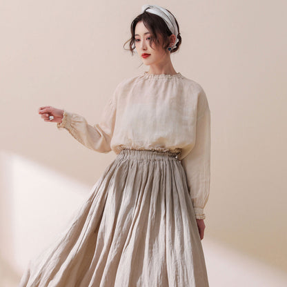 Beige Linen tops, Linen blouses, Women's Linen tops C1867