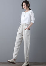 Load image into Gallery viewer, Casual Elastic Waist Cropped linen Pants C1863
