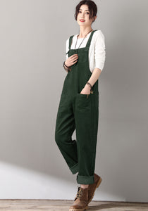 Women's Green corduroy overalls C4510