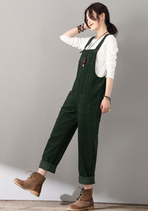 Women's Green corduroy overalls C4510